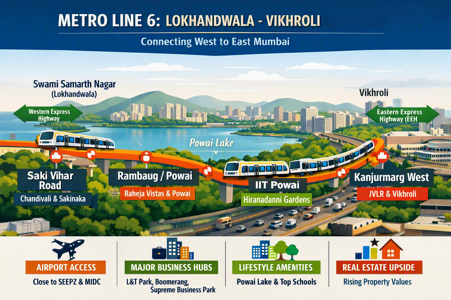 Metro Line 6 Infrastructure and Neighborhood Impact Diagram